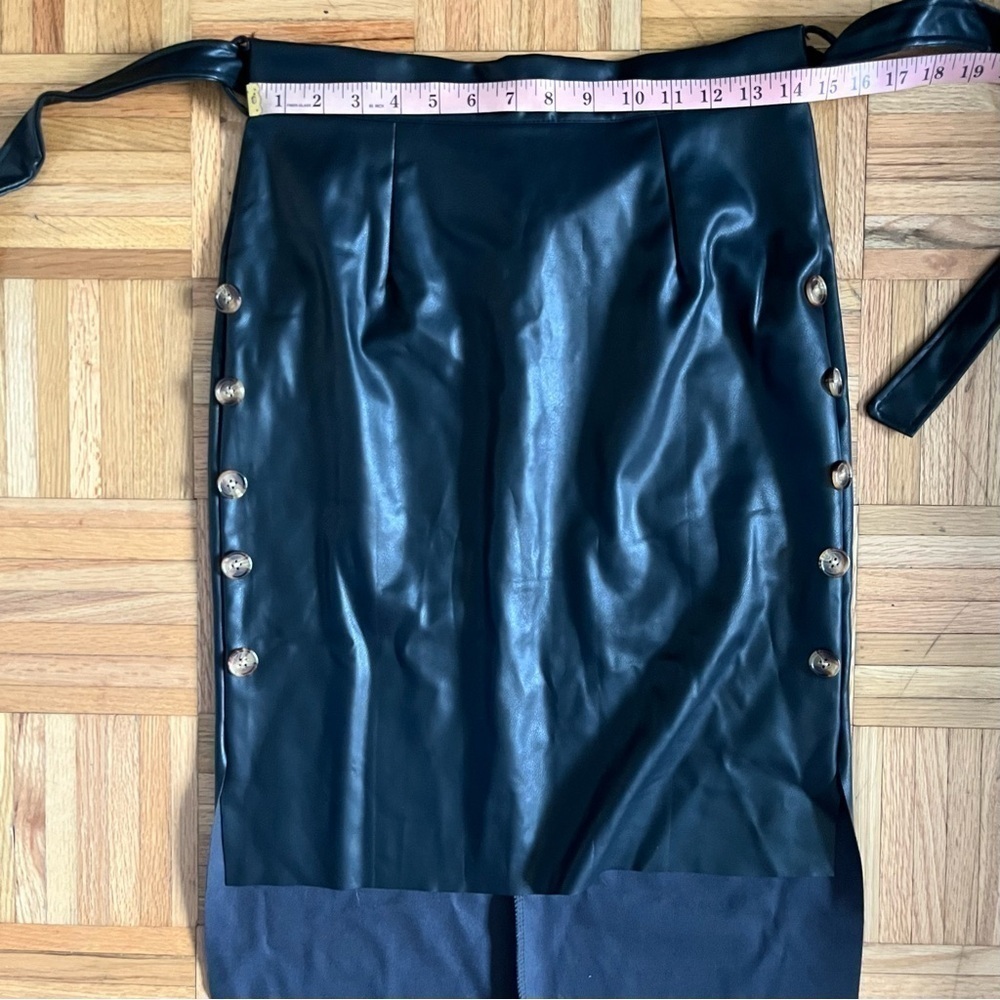 High Low Faux Leather Pencil Skirt L - Picture 5 of 6